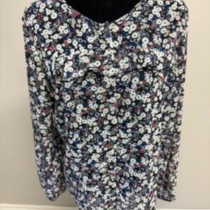 Cute Chiffon Floral Blouse with Ruffle